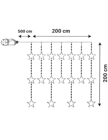 Lampki choinkowe kurtyna świetlna 200x200 cm 415led gwiazdki multikolor