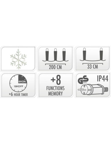 Lampki choinkowe kurtyna świetlna 200x200 cm 408led płatki śniegu multikolor