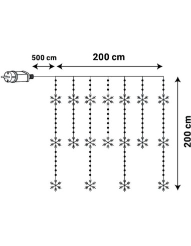 Lampki choinkowe kurtyna świetlna 200x200 cm 408led płatki śniegu multikolor