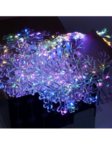 Lampki choinkowe kurtyna świetlna 200x200 cm 408led płatki śniegu multikolor