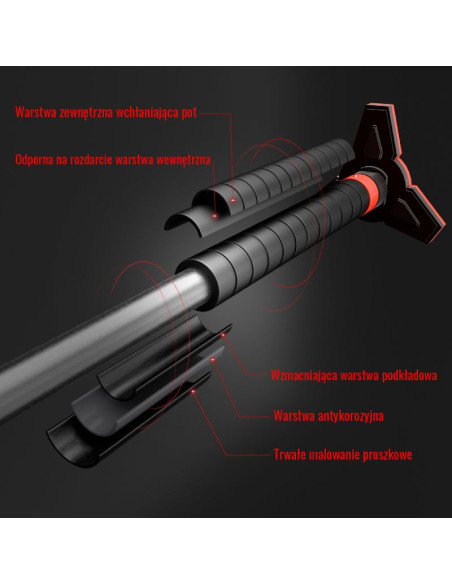 Drążek rozporowy do podciągania hms dd401 z poziomicą szerokość 98-133 cm