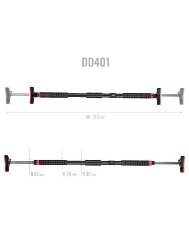 Drążek rozporowy do podciągania hms dd401 z poziomicą szerokość 98-133 cm
