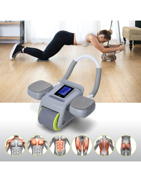 Ka08 gray abs automatyczne koło do ćwiczeń mięśni brzucha z wyświetlaczem lcd i ładowaniem hms