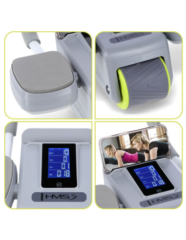 Ka08 gray abs automatyczne koło do ćwiczeń mięśni brzucha z wyświetlaczem lcd i ładowaniem hms