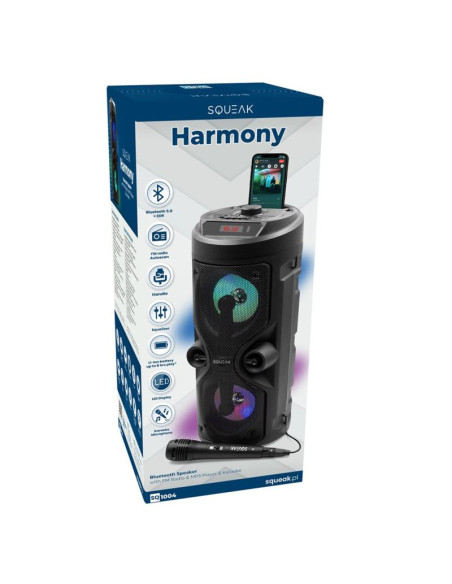Squeak głośnik karaoke harmony bluetooth 5.0, radio fm, microsd, aux, usb sq1004