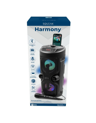 Squeak głośnik karaoke harmony bluetooth 5.0, radio fm, microsd, aux, usb sq1004