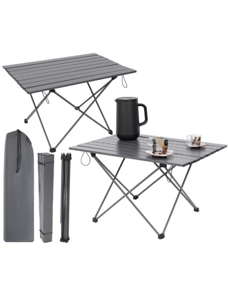 Stolik turystyczny składany 68x46x40cm alumnium szary w pokrowcu