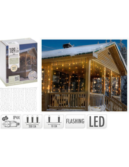 Lampki choinkowe kurtyna świetlna 200x70cm zew led ciepły biały flash