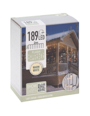 Lampki choinkowe kurtyna świetlna 200x70cm zew led ciepły biały flash