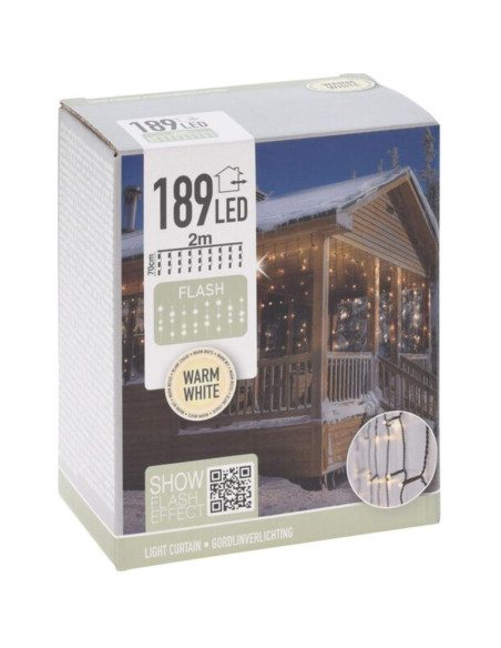 Lampki choinkowe kurtyna świetlna 200x70cm zew led ciepły biały flash