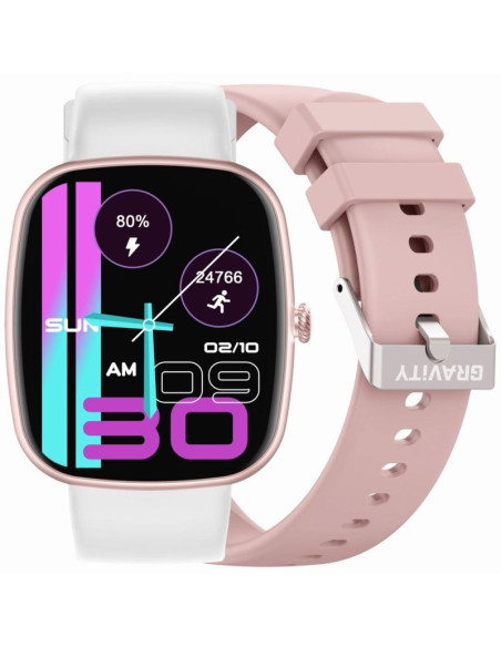 Smartwatch damski gravity gt18-2 różowy pasek silikonowy + biały pasek