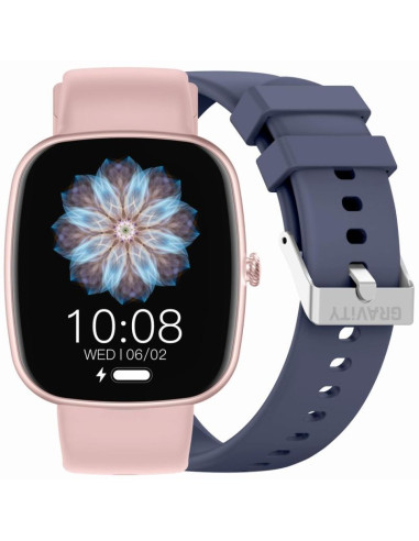 Smartwatch damski gravity gt18-3 różowy pasek silikonowy + granatowy pasek