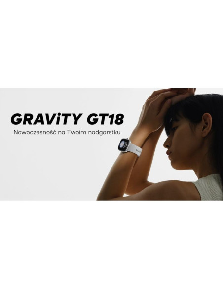 Smartwatch damski gravity gt18-3 różowy pasek silikonowy + granatowy pasek