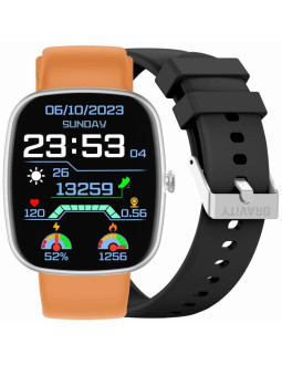 Smartwatch męski gravity gt18-4 pomarańczowy pasek silikonowy + czarny pasek