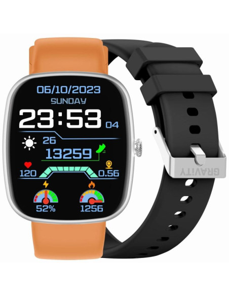 Smartwatch męski gravity gt18-4 pomarańczowy pasek silikonowy + czarny pasek