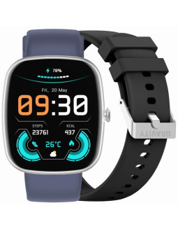 Smartwatch męski gravity gt18-6 czarny pasek silikonowy + granatowy pasek