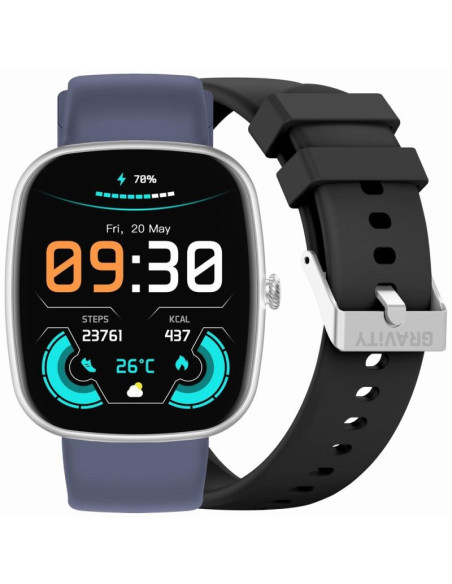 Smartwatch męski gravity gt18-6 czarny pasek silikonowy + granatowy pasek