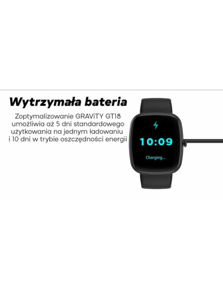 Smartwatch męski gravity gt18-6 czarny pasek silikonowy + granatowy pasek