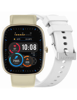 Smartwatch damski gravity gt18-8 beżowy pasek silikonowy + biały pasek
