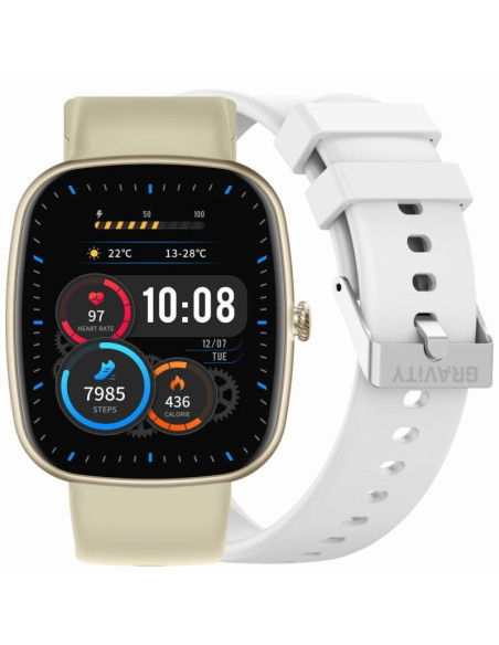 Smartwatch damski gravity gt18-8 beżowy pasek silikonowy + biały pasek