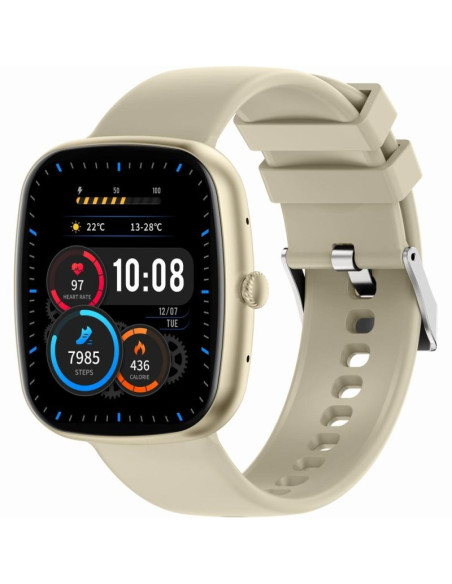 Smartwatch damski gravity gt18-8 beżowy pasek silikonowy + biały pasek