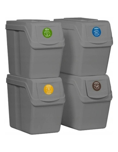 Śmietnik kosze na śmieci 20 l sortibox set4 szt. szary kamień