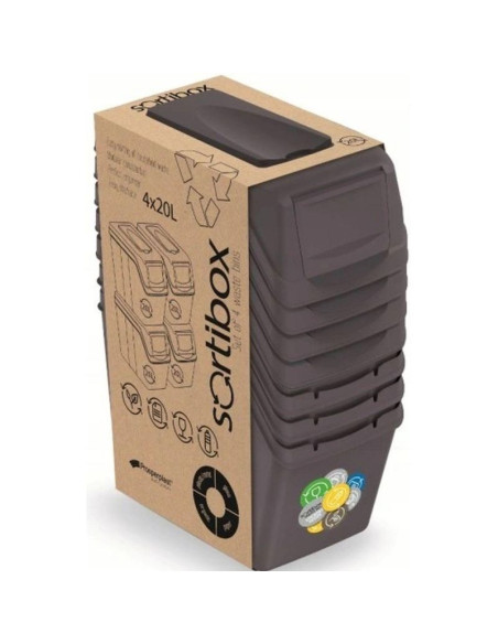 Śmietnik kosze na śmieci 20 l sortibox set4 szt. szary kamień