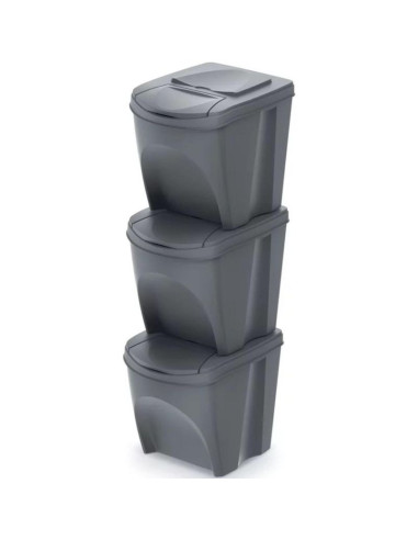 Śmietnik kosze na śmieci 25 l sortibox set 3 szt. szary kamień