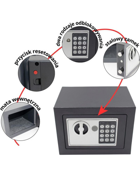 Sejf z zamkiem cyfrowym 23x17x17cm 1067582 saska garden
