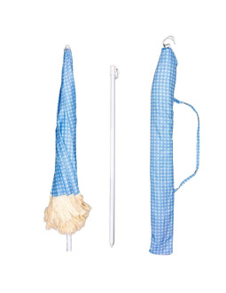 Parasol plażowo ogrodowy z frędzlami 174cm niebieski 2