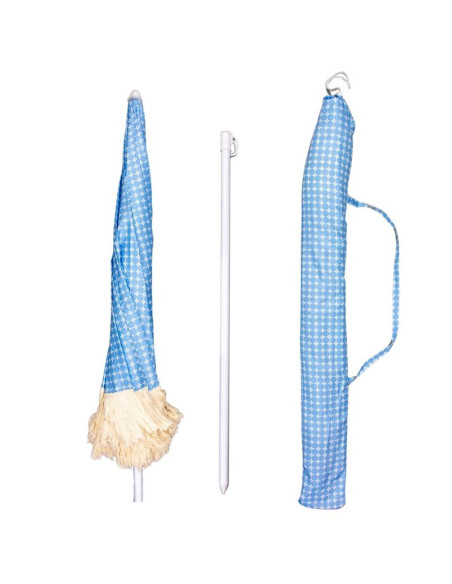 Parasol plażowo ogrodowy z frędzlami 174cm niebieski