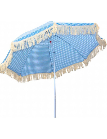Parasol plażowo ogrodowy z frędzlami 174cm niebieski