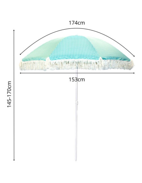 Parasol plażowo ogrodowy z frędzlami 174cm zielony