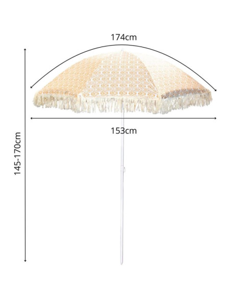 Parasol plażowo ogrodowy z frędzlami 174cm żółty