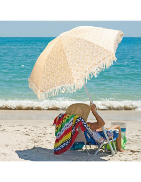 Parasol plażowo ogrodowy z frędzlami 174cm żółty