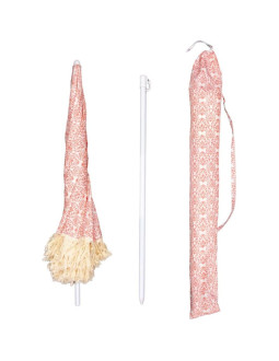 Parasol plażowo ogrodowy z frędzlami 174cm czerwony 2