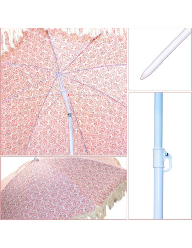 Parasol plażowo ogrodowy z frędzlami 174cm czerwony