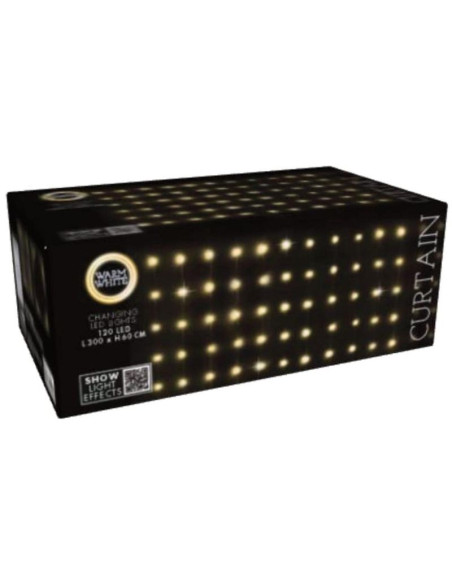 Lampki choinkowe kurtyna świetlna zew/wew 120 led 300x60cm z pilotem ciepły biały