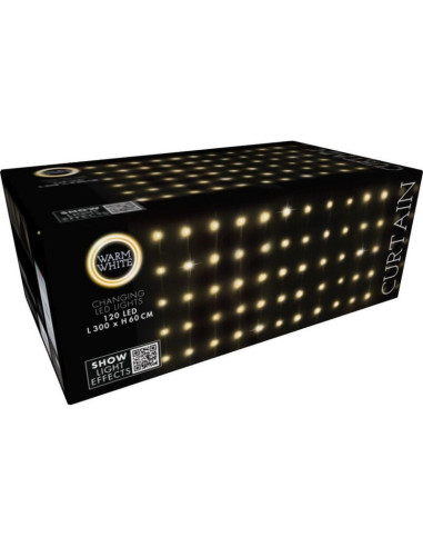 Lampki choinkowe kurtyna świetlna zew/wew 120 led 300x60cm z pilotem ciepły biały