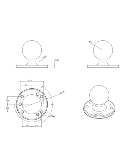 Ram mount podstawa montażowa do powierzchni płaskiej, "kulka" ram-202u