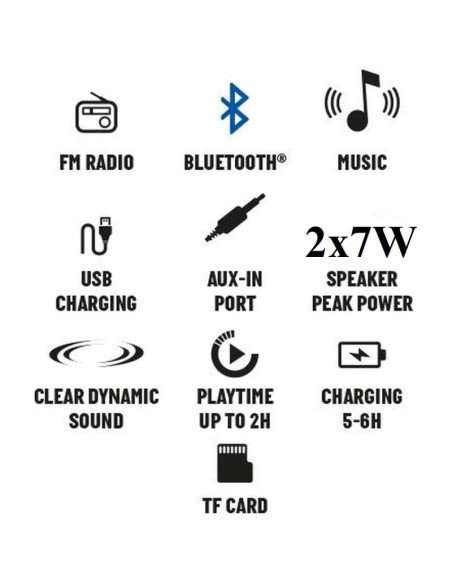 Głośnik bezprzewodowy przenośny 2x7w umbro