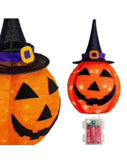 Dynia dekoracyjna z kapeluszem 68cm halloween 30led