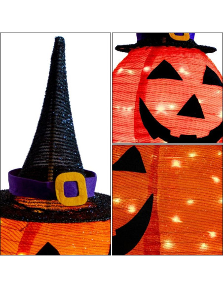 Dynia dekoracyjna z kapeluszem 68cm halloween 30led