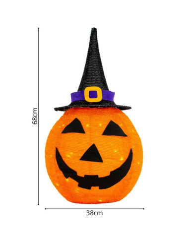 Dynia dekoracyjna z kapeluszem 68cm halloween 30led