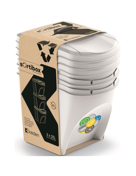 Śmietnik kosze na śmieci 25 l sortibox set 3 szt. popielaty