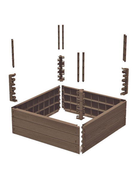 Grządka rabatka ogrodowa obrzeże base wood 4 elementy rustykalna cegła