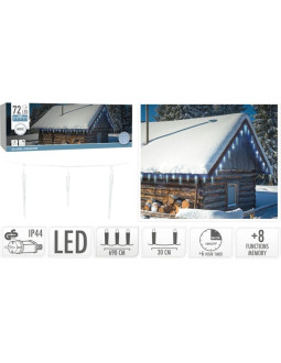 Lampki kurtyna świetlna sople zew 72 led zimny biały timer