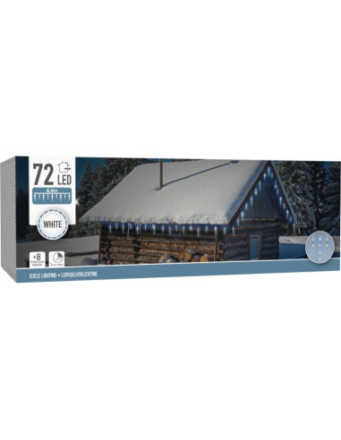 Lampki kurtyna świetlna sople zew 72 led zimny biały timer