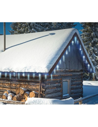 Lampki kurtyna świetlna sople zew 72 led zimny biały timer