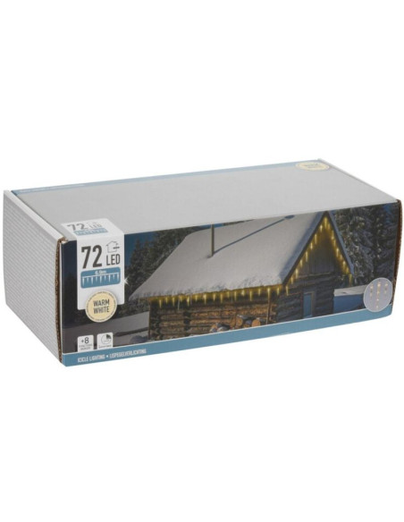 Lampki kurtyna świetlna sople zew 72 led ciepły biały timer